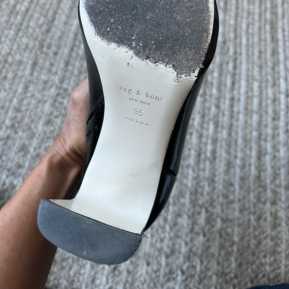 Rag and Bone Ellis Black Patent Leather Boots Ankle Booties - Picture 15 of 15